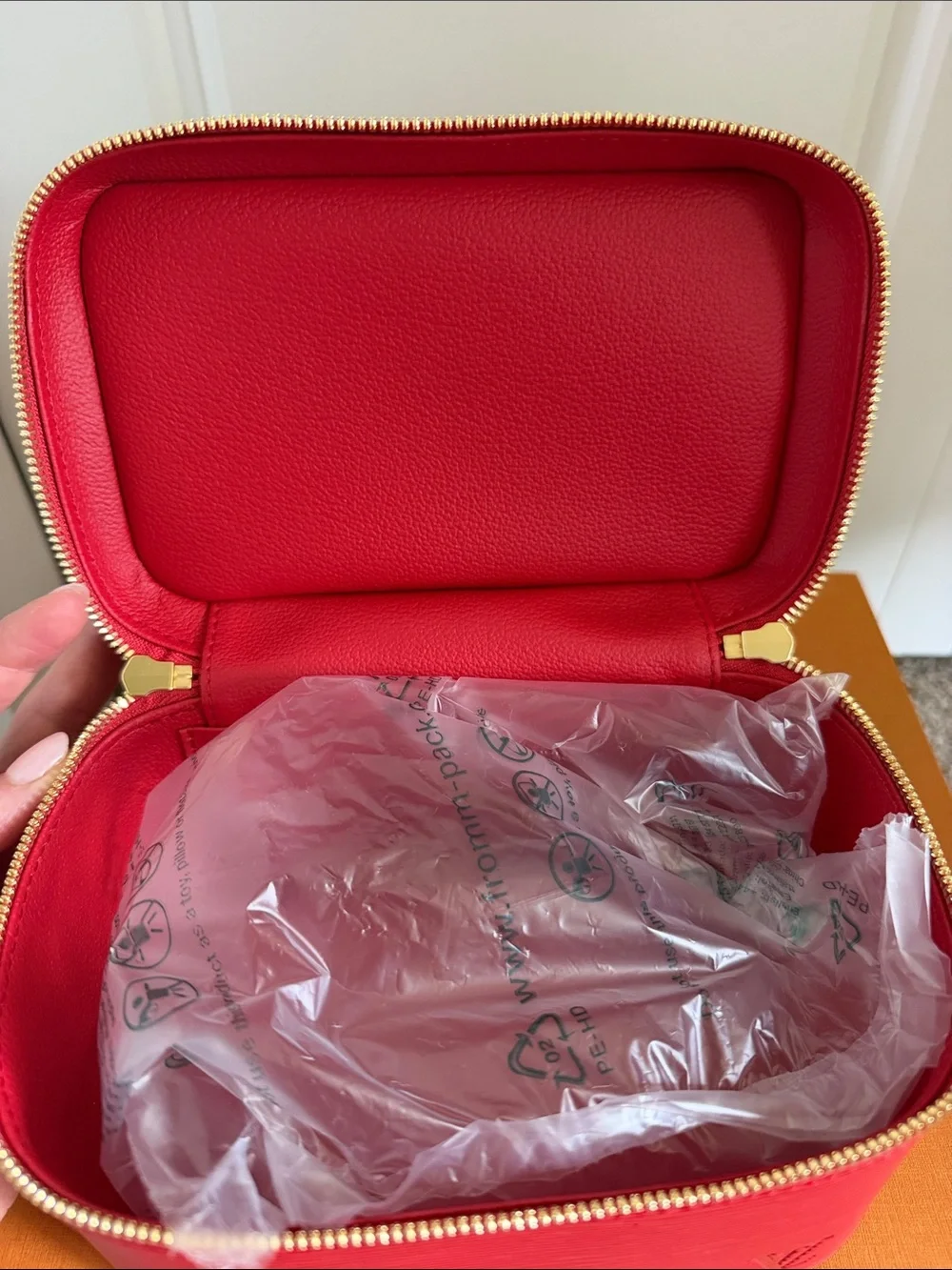 Louis Vuitton Red Epi Leather Vanity Case with Top Handle